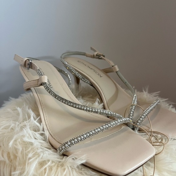 Sam Edelman Nude Strappy Heels with Rhinestones - Picture 1 of 2